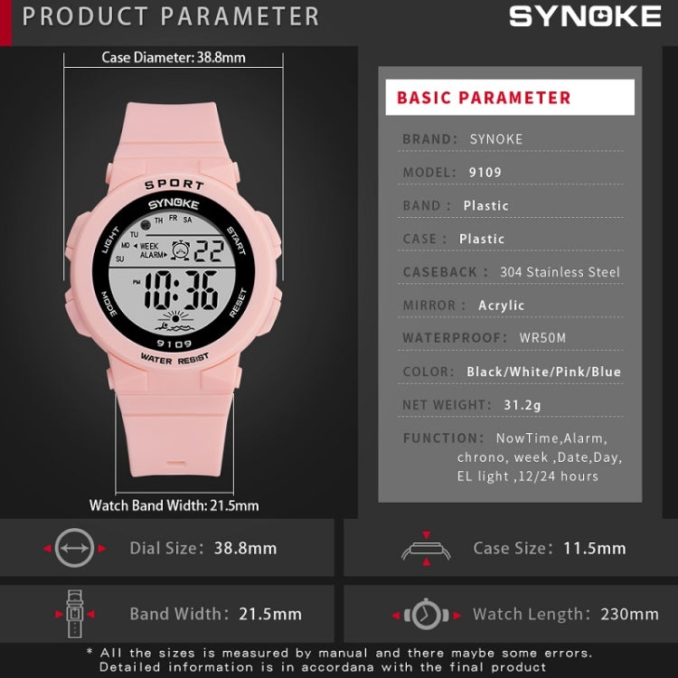 SYNOKE 9109 Student Multifunctional Waterproof Colorful Luminous Electronic Watch