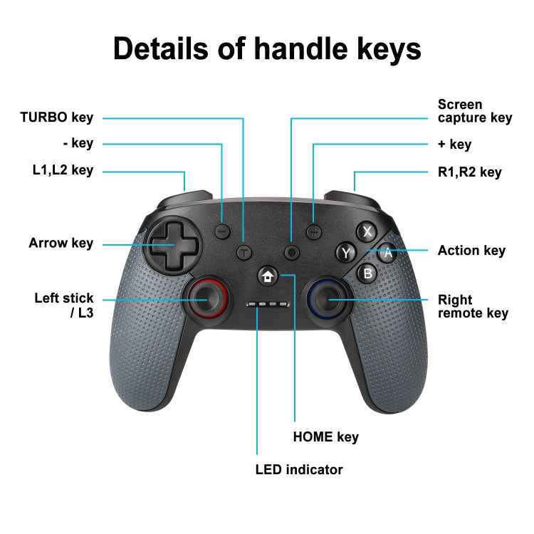 Bluetooth Wireless Gamepad Built-In Dual Motors With TURBO Function Suitable For Switch Pro