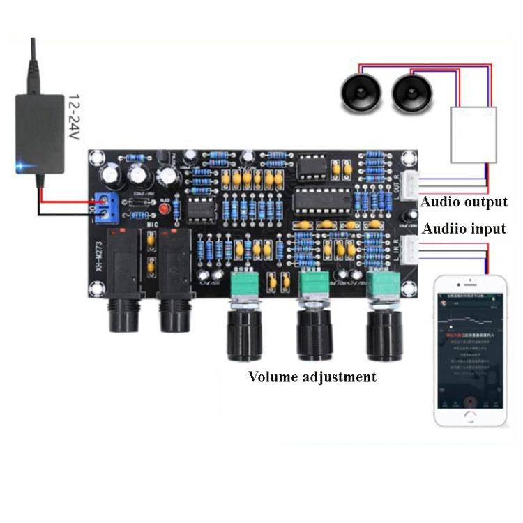 XH-M273 DC12-24V Microphone Amplifier Board K Song Singing Power Amplifier Board