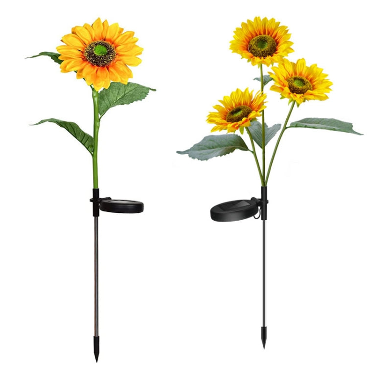 Solar Sunflower Decoration Light LED Garden Lawn Landscape Light — Three Heads
