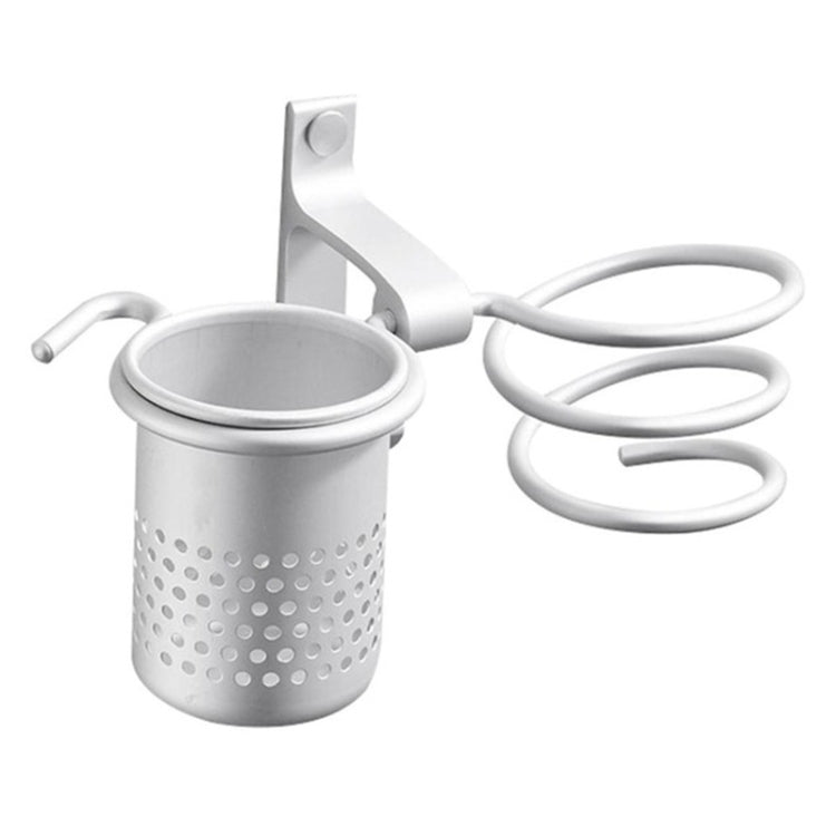 Space Aluminum Golden Hair Dryer Rack — With Barrel (Silver)