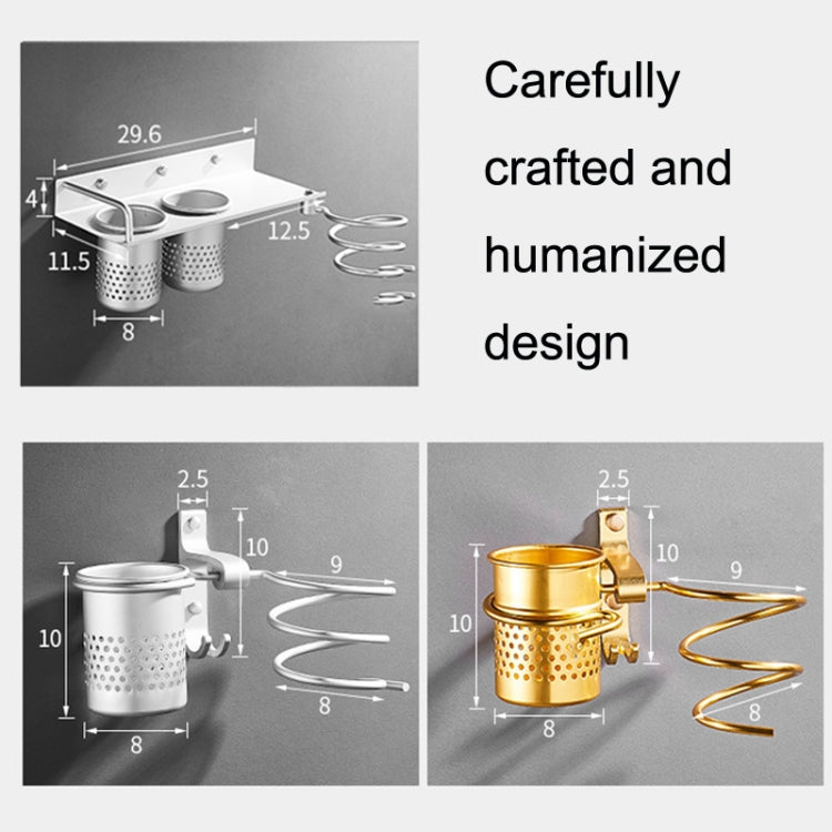 Space Aluminum Golden Hair Dryer Rack — With Barrel (Gold)