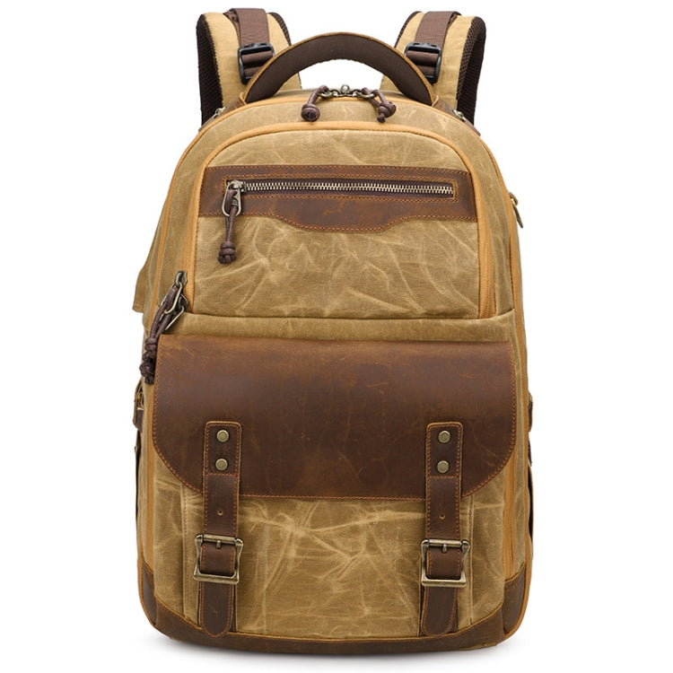 K813 Retro SLR Camera Bag Canvas Shoulder Computer Camera Bag — Khaki