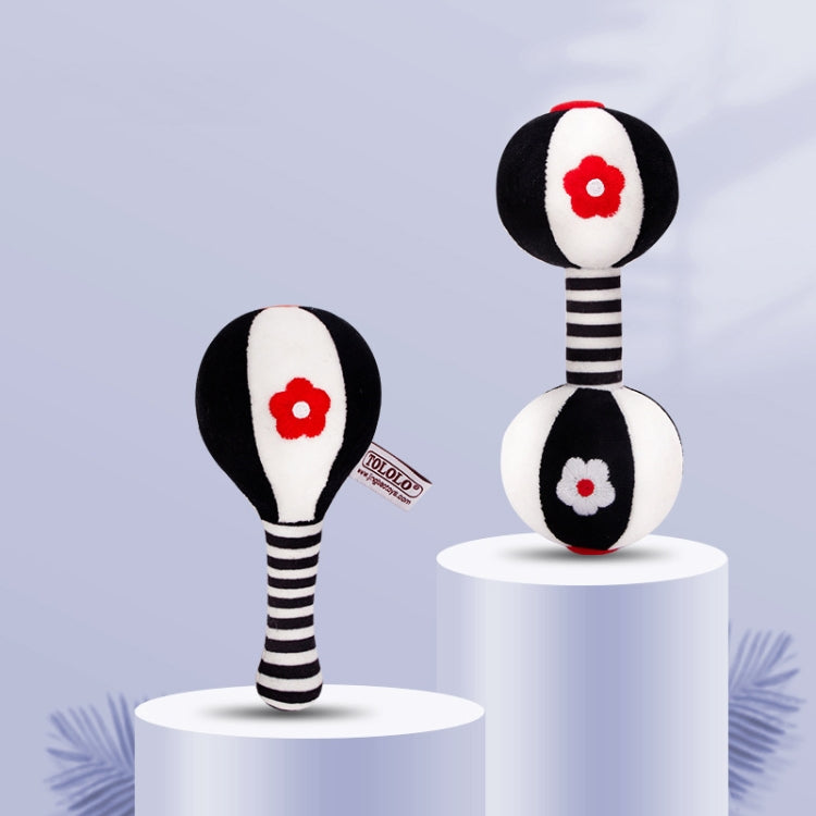 TOLOLO 1 Pair Baby Vision Training Early Educational Toy Newborn Chasing Black And White Sand Hammer Dumbbell Baby Rattle