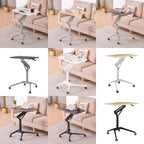 D10 Universal Wheel Standing Computer Desk Movable Lifting Desk — Black Frame Maple Board