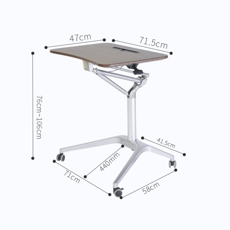 D10 Universal Wheel Standing Computer Desk Movable Lifting Desk — Silver Frame White Board