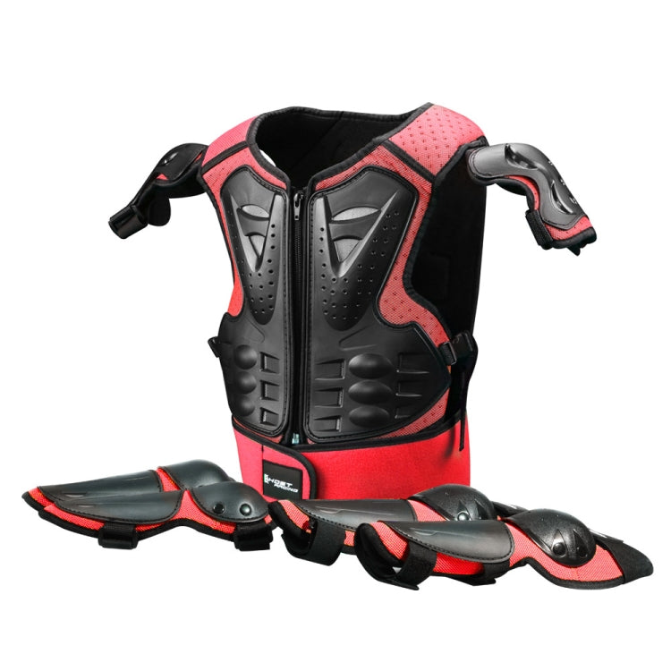 GHOST RACING Motorcycle Protective Gear Children Safety Riding Sport Vest + Knee Pads + Elbow Pads Protective Suit — Black