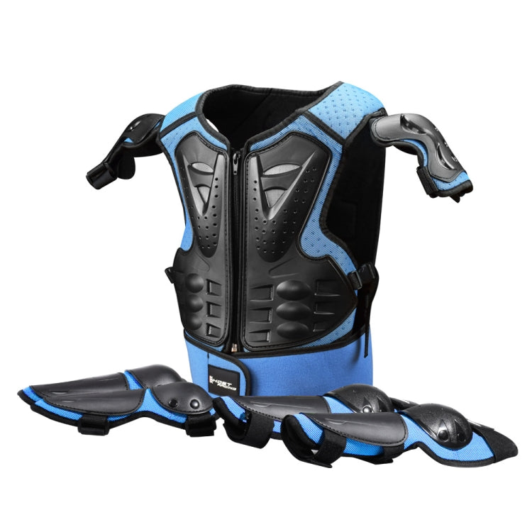 GHOST RACING Motorcycle Protective Gear Children Safety Riding Sport Vest + Knee Pads + Elbow Pads Protective Suit — Red