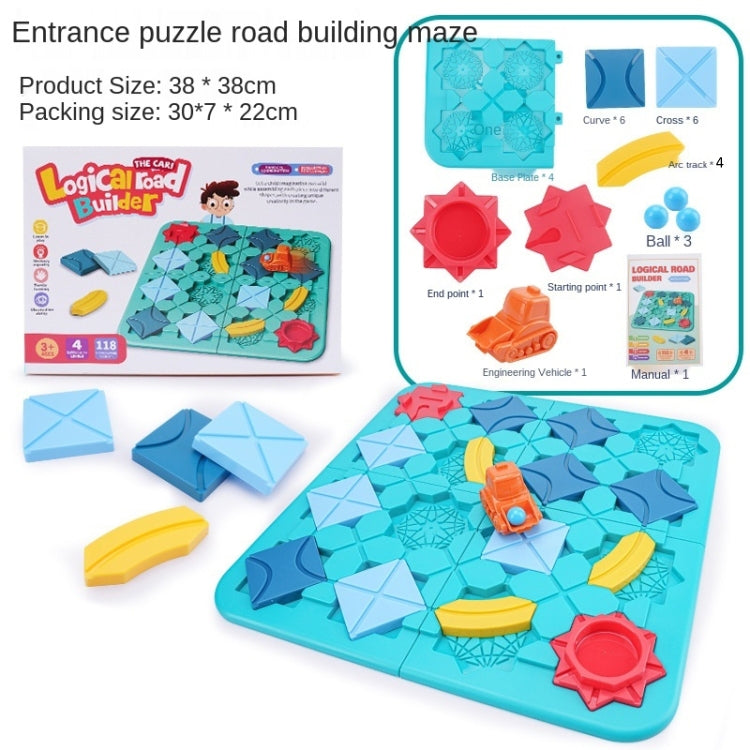 Tabletop Game Road Builder Maze Thinking Logical Reasoning Pull Back Forklift Children Toy — view 3