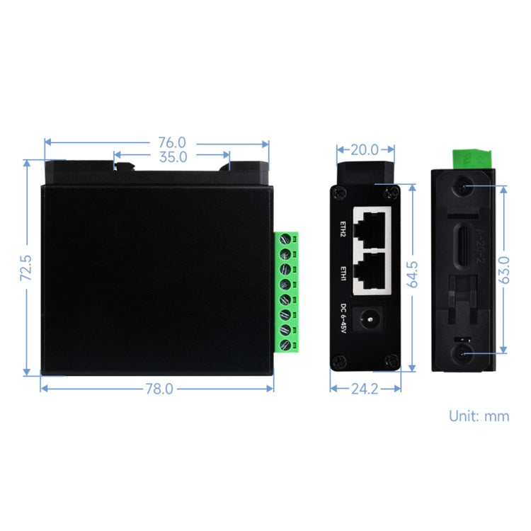 Waveshare RS232 RS485 To RJ45 Ethernet Serial Server — RS232 RS485 TO POE ETH (B)