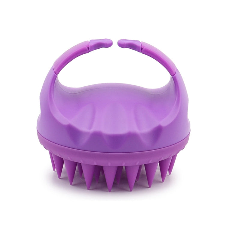 Round Hair Washing Brush Silicone Wet & Dry Multipurpose Massage Brush — Purple