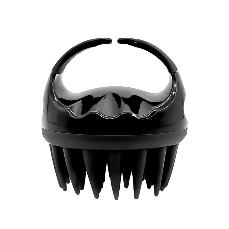 Round Hair Washing Brush Silicone Wet & Dry Multipurpose Massage Brush — Black