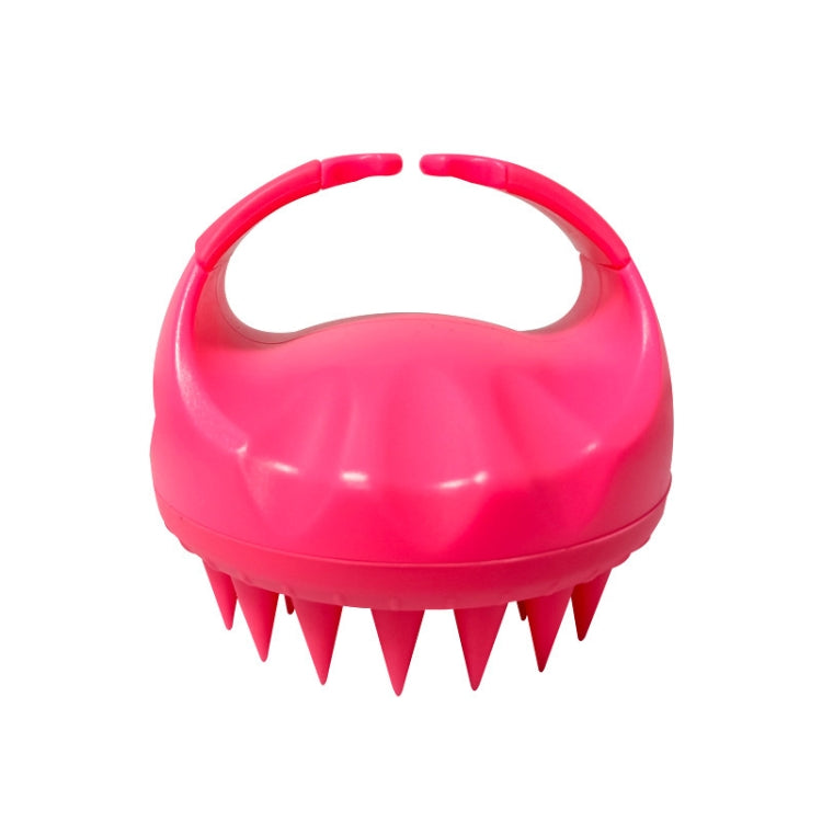 Round Hair Washing Brush Silicone Wet & Dry Multipurpose Massage Brush — Red