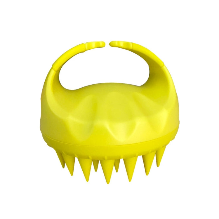 Round Hair Washing Brush Silicone Wet & Dry Multipurpose Massage Brush — Yellow