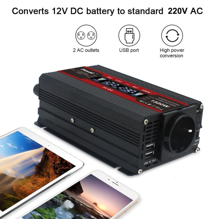 LCD Smart Home Car Inverter 12V To 220V Power Converter