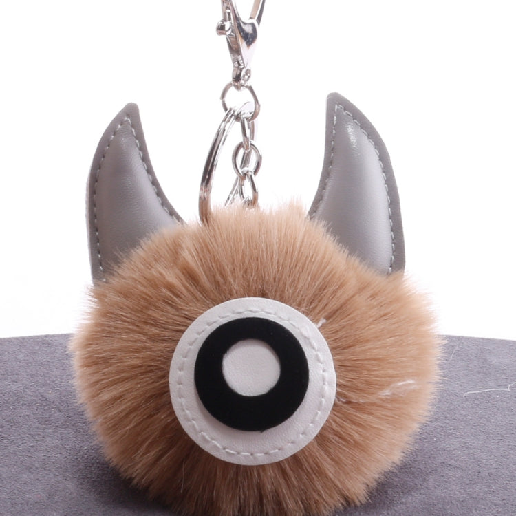 3 PCS Cartoon Croissant Hair Ball Keychain Pendant Bag Car Pendant, ... — Beige