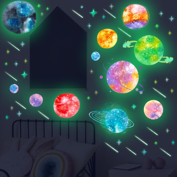 ZSZ1757 Luminous Colorful Universe Planet Wall Stickers Children Room Living Room Simple Decorative Wall Stickers