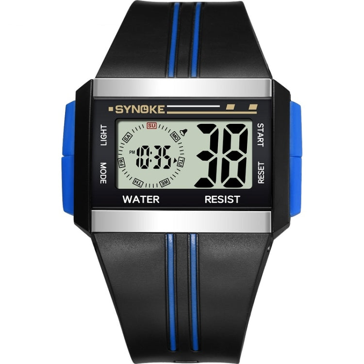 SYNOKE 9222 Men Large Screen Square Multi-Function Waterproof Luminous Electronic Watch — Red