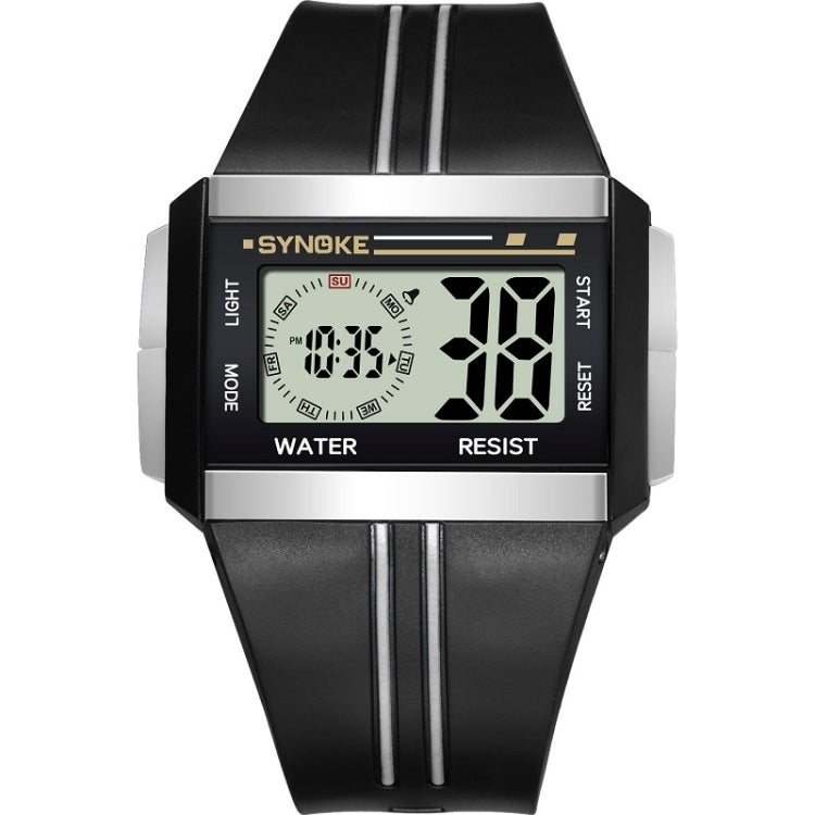 SYNOKE 9222 Men Large Screen Square Multi-Function Waterproof Luminous Electronic Watch — Blue