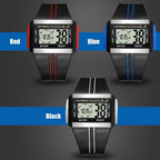 SYNOKE 9222 Men Large Screen Square Multi-Function Waterproof Luminous Electronic Watch — Black
