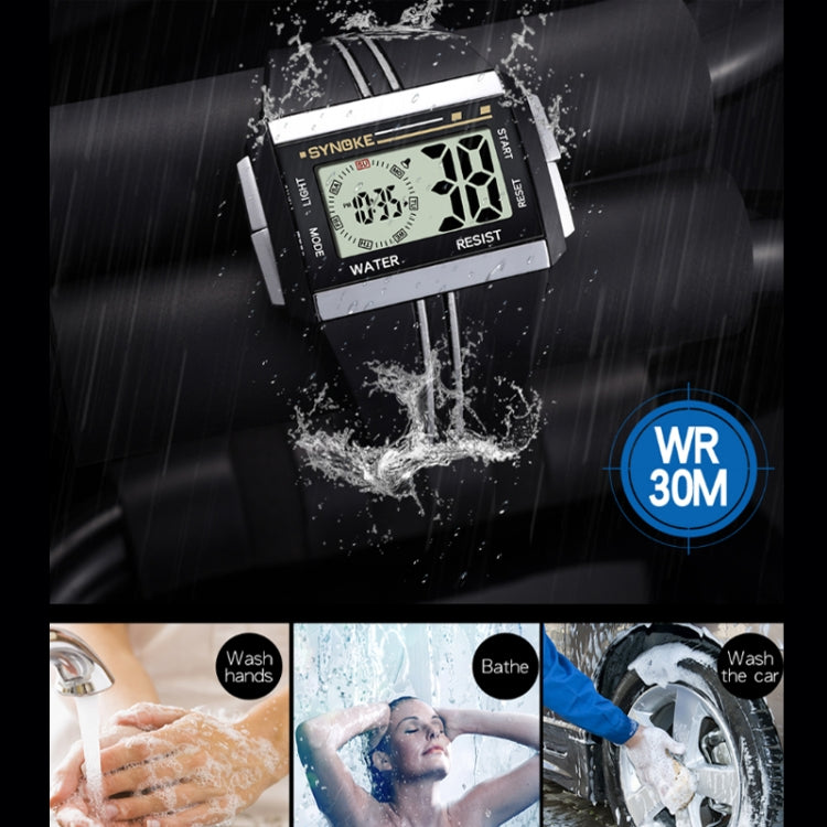 SYNOKE 9222 Men Large Screen Square Multi-Function Waterproof Luminous Electronic Watch — view 8