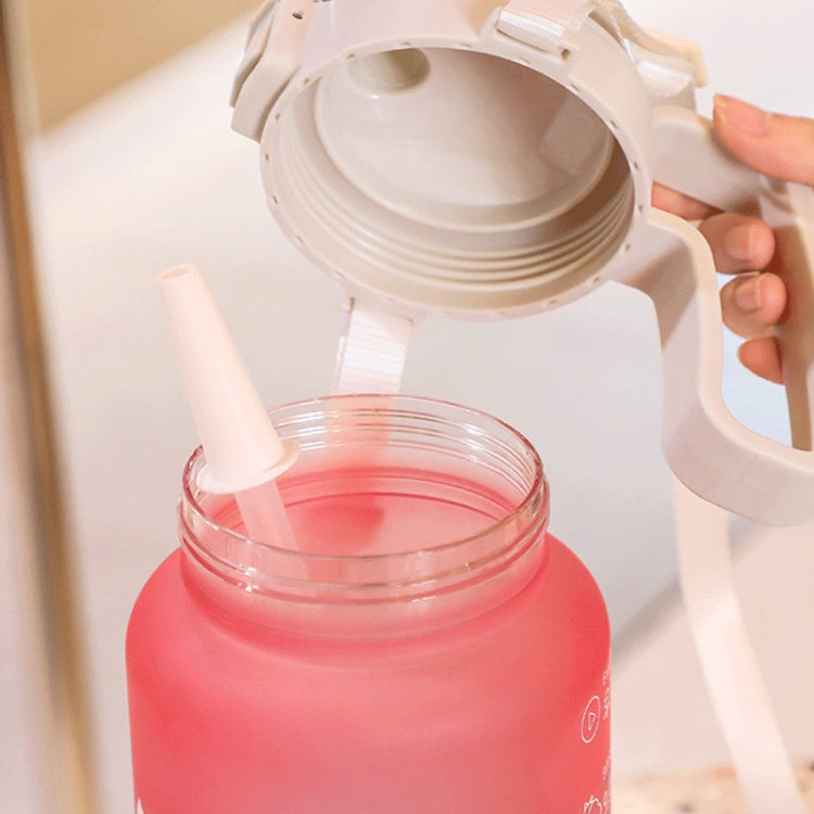 Frosted Gradient Color Large-Capacity Sports Water Cup Outdoor Portable Straw Water Bottle