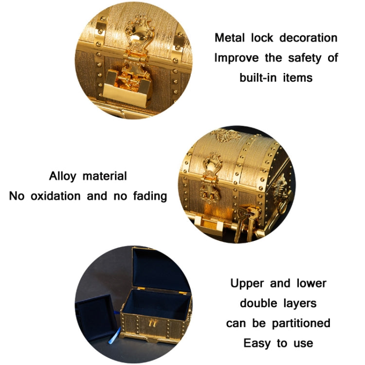 Double-Layer Jewel Box With Lock Metal Decorative Ornaments