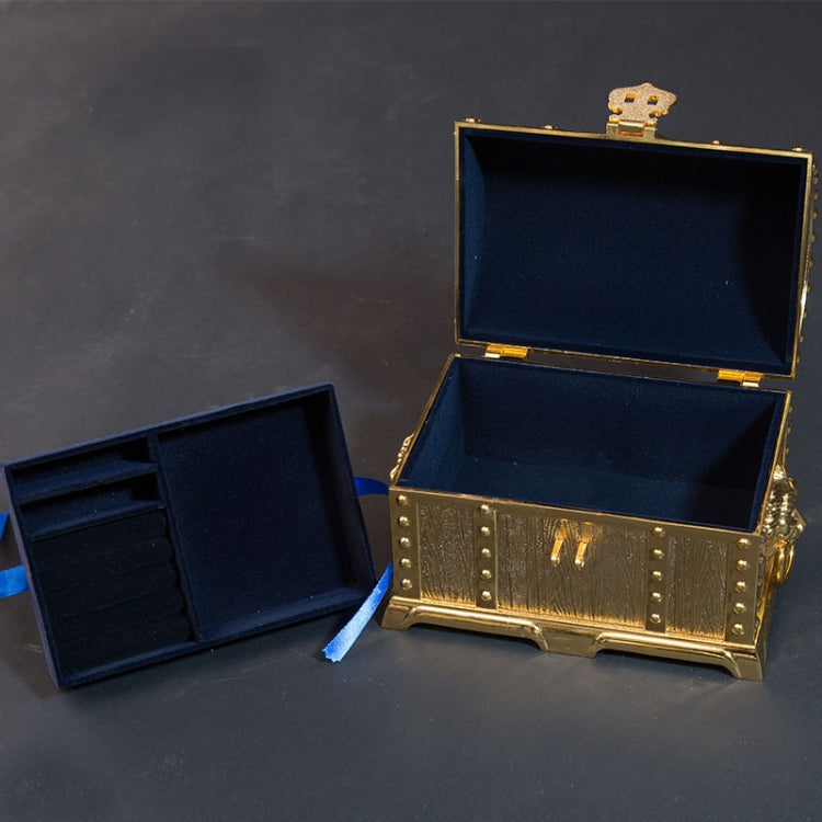 Double-Layer Jewel Box With Lock Metal Decorative Ornaments