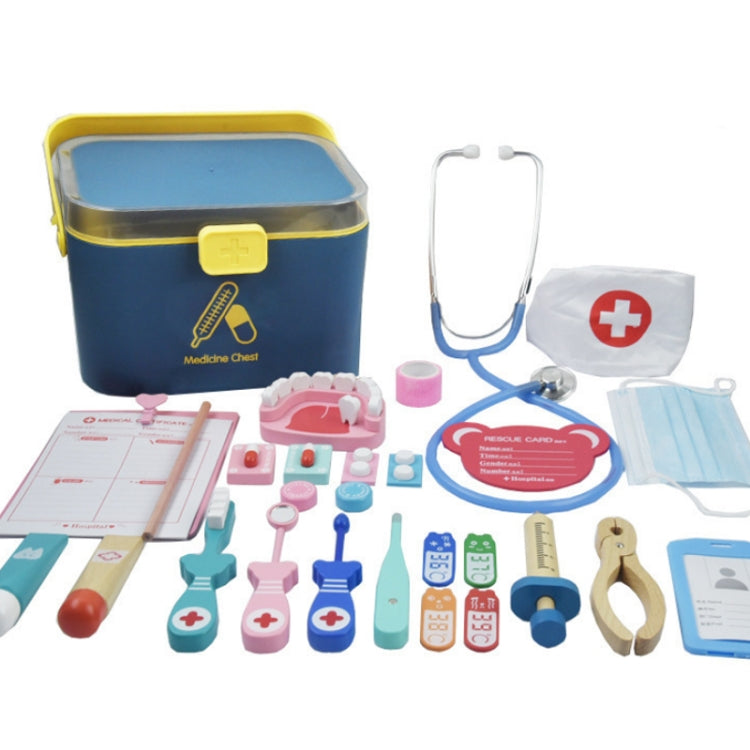 Children Wooden Simulation Medicine Box Pretend Play Toy — 25 PCS (Pink)