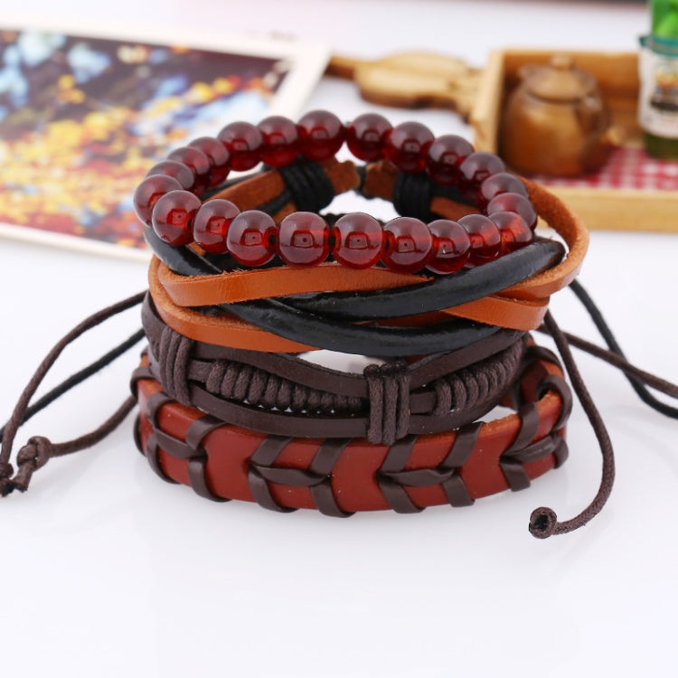 TZ037 4 In 1 Retro DIY Woven Leather Bracelet