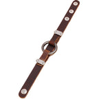 P01996 Personality Men Leather Simple Retro Circle Bracelet