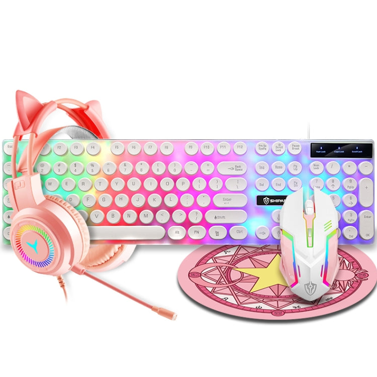 Shipadoo LD-122 4 in 1 Girly Glowing Keyboard + Mouse + Earphone + Mouse Pad Set