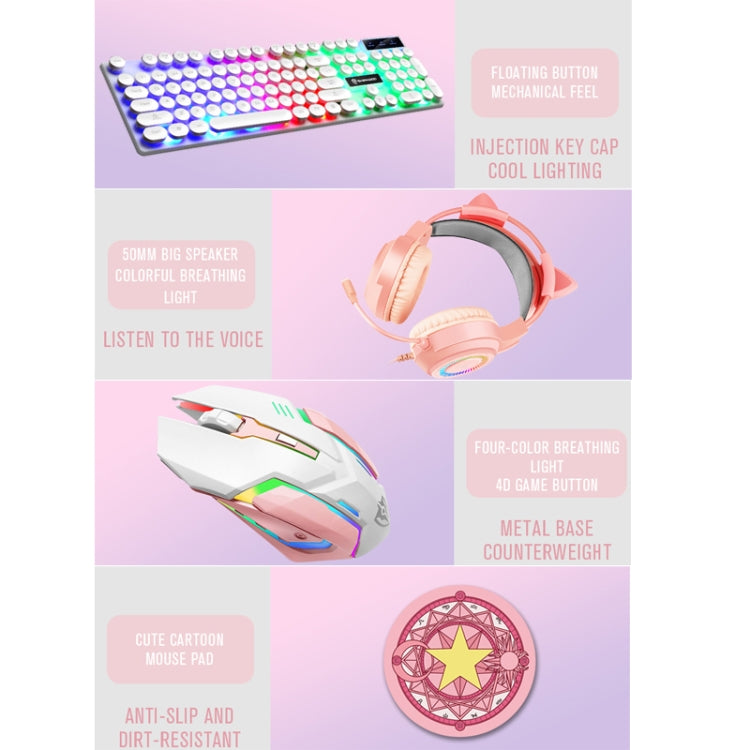 Shipadoo LD-122 4 in 1 Girly Glowing Keyboard + Mouse + Earphone + Mouse Pad Set
