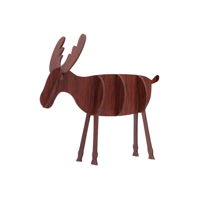 2 PCS Christmas Decorations Wooden DIY Elk Decorations Children Creative Gifts Desktop Decoration — L