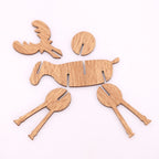 2 PCS Christmas Decorations Wooden DIY Elk Decorations Children Creative Gifts Desktop Decoration — Wood Color