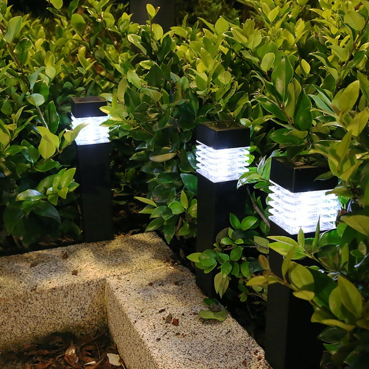 Solar Waterproof Outdoor Landscape Square Column Lawn Light — White Light