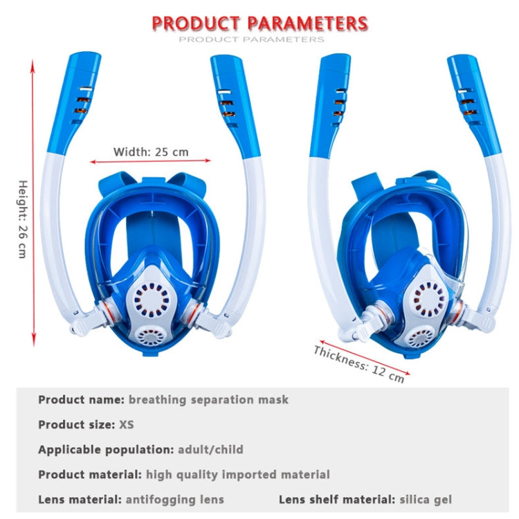 Kids Double Tube Full Dry Silicone Diving Snorkeling Mask Swimming Glasses