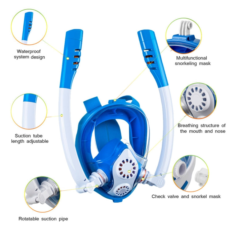 Kids Double Tube Full Dry Silicone Diving Snorkeling Mask Swimming Glasses