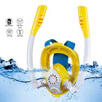 Kids Double Tube Full Dry Silicone Diving Snorkeling Mask Swimming Glasses