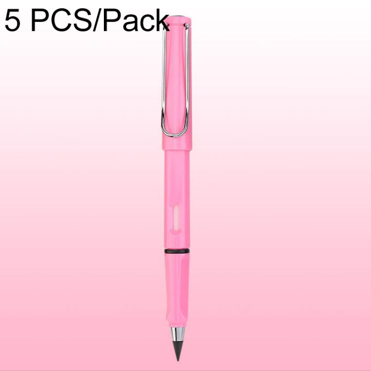 5 PCS No Ink No Need To Sharpen Drawing Sketch Pen Not Easy To Break Erasable HB Writing Pencil — Pink