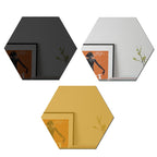 Ym300 16 PCS / Set Home Personal Wall Stickers DIY Acrylic Wall Decorative Mirror — Hexagon Black