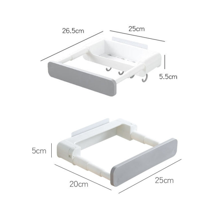 Retractable Washbasin Rack Without Punching Toilet Rack — Without Storage (White Gray)