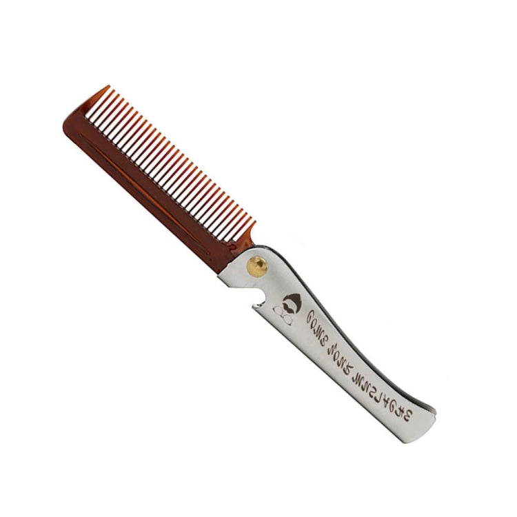 Folding Oil Head Comb Beard Styling Comb — Plating Gray