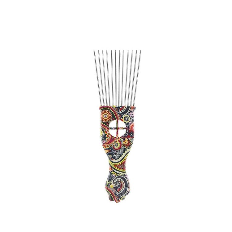 Printed Steel Pin Pick Hair Comb Retro Oil Head Style Comb — Waist Flower K1