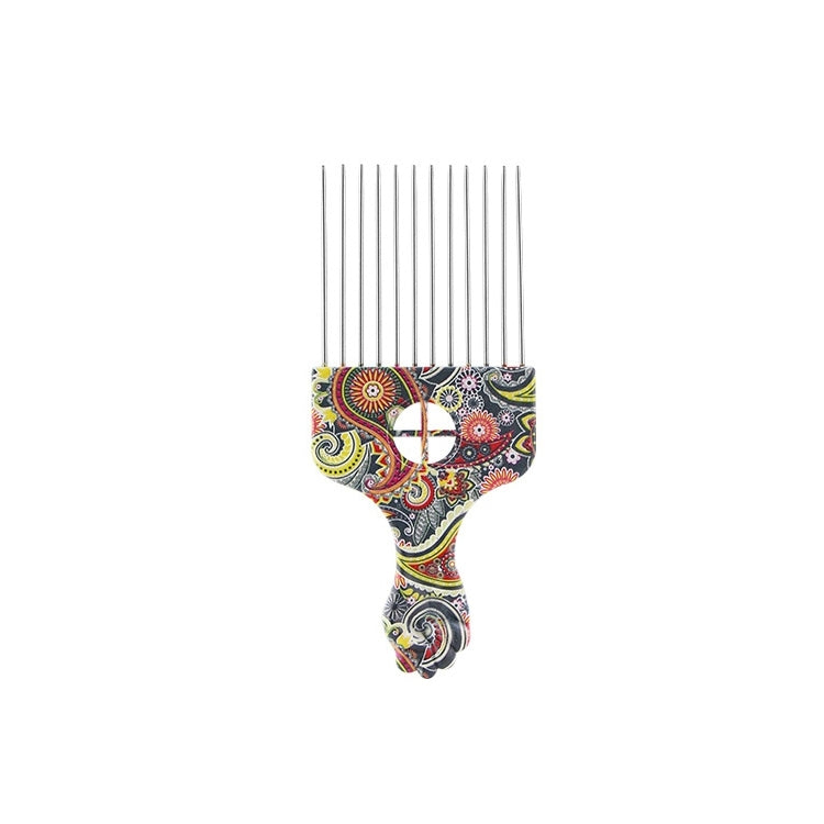 Printed Steel Pin Pick Hair Comb Retro Oil Head Style Comb — Waist Flower K2