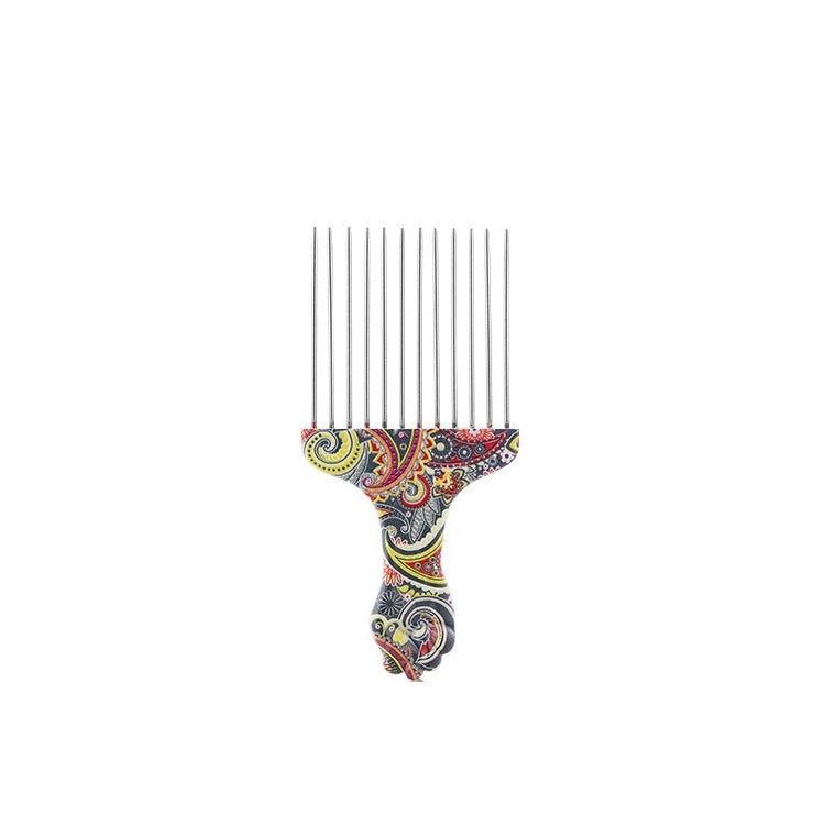 Printed Steel Pin Pick Hair Comb Retro Oil Head Style Comb — Waist Flower K3