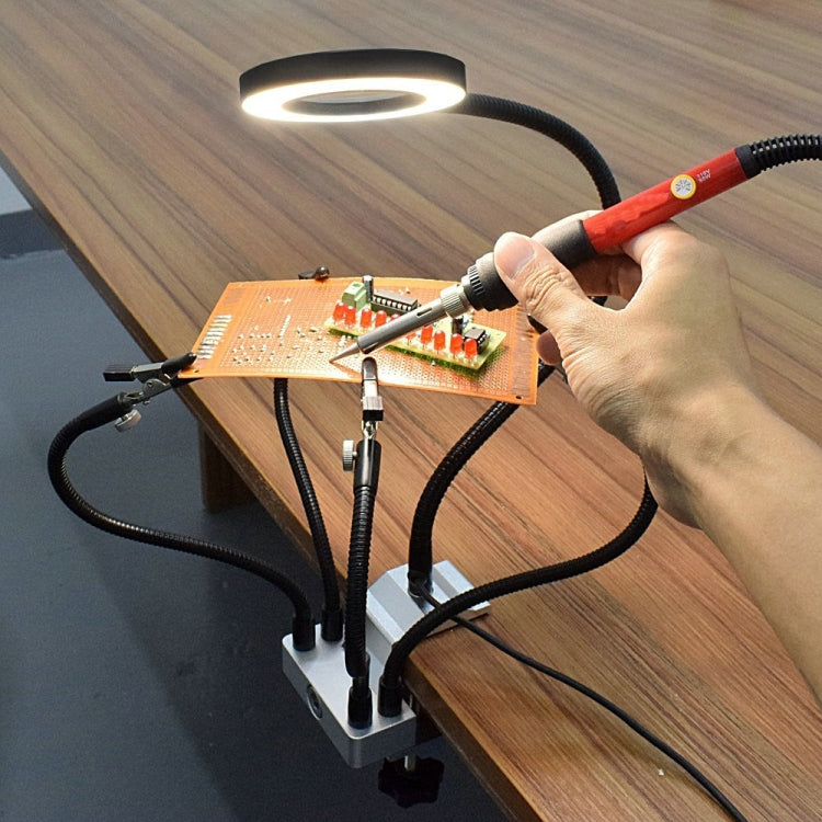LED Lamp Magnifying Glass 360-Degree Adjustable Welding Table