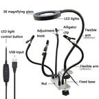LED Lamp Magnifying Glass 360-Degree Adjustable Welding Table