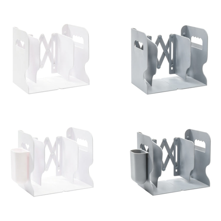 Desktop Folding And Retractable Book Storage Stand — Gray + Pen Holder