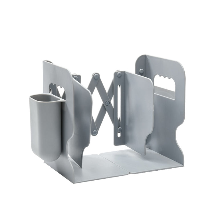 Desktop Folding And Retractable Book Storage Stand — White + Pen Holder